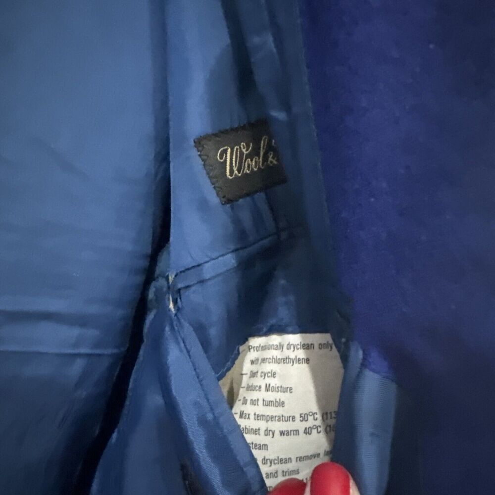 Versace Classic V2 Blue Cashmere Wool One Button Blazer Women’s Sz 50R Vintage - Picture 8 of 10